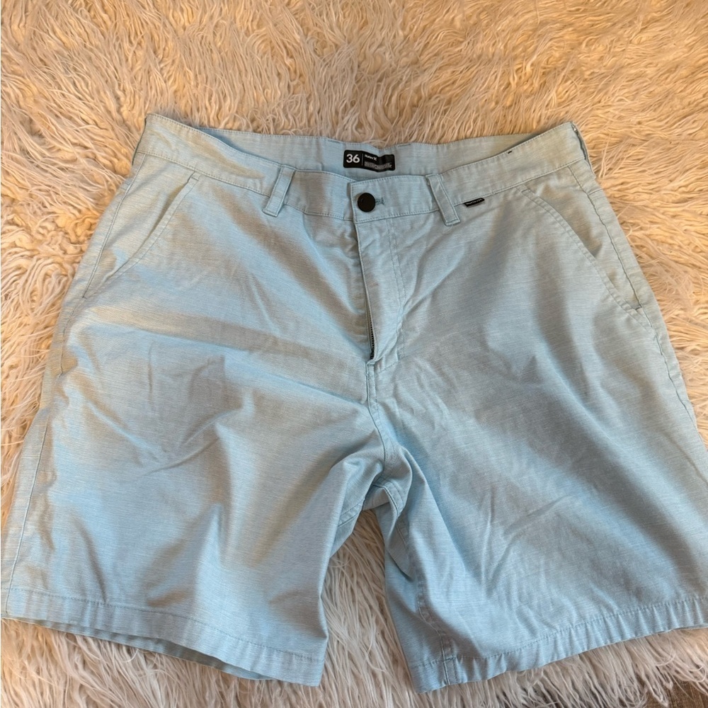 Hurley Blue Flat Front Shorts Lightweight Casual
